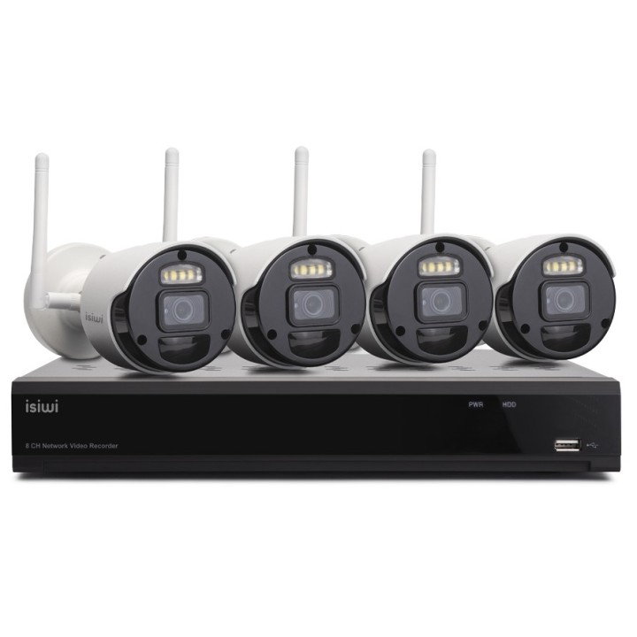 Isiwi Kit Wireless Connect4 Isw-K1N8Bf2Mp-4 Nvr 8 Canali + 4 Telecamere Ip 1080P Wireless Con Funzione Pir