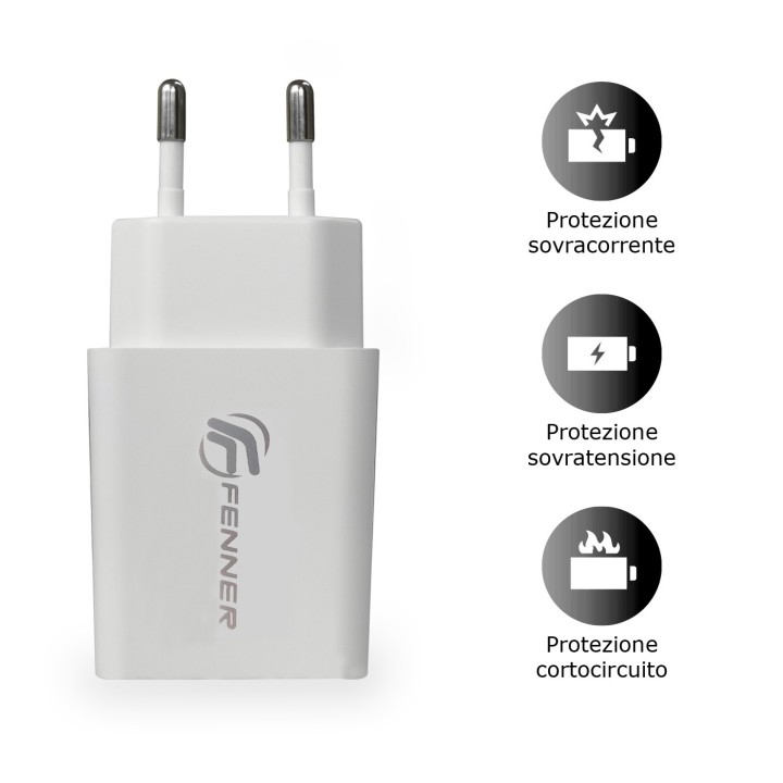 FENNER TECH 20W Alimentatore universale USB-C + USB-A FAST CHARGE