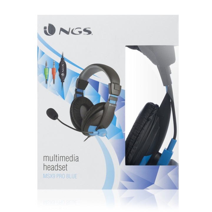 NGS MSX9 Pro Auricolare Cablato A Padiglione Musica e Chiamate Nero, Blu