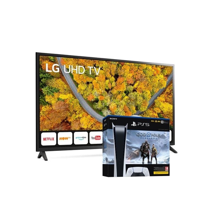 Bundle LG 43" Smart TV 4K + Sony Playstation 5 Digital + God of War Ragnarök