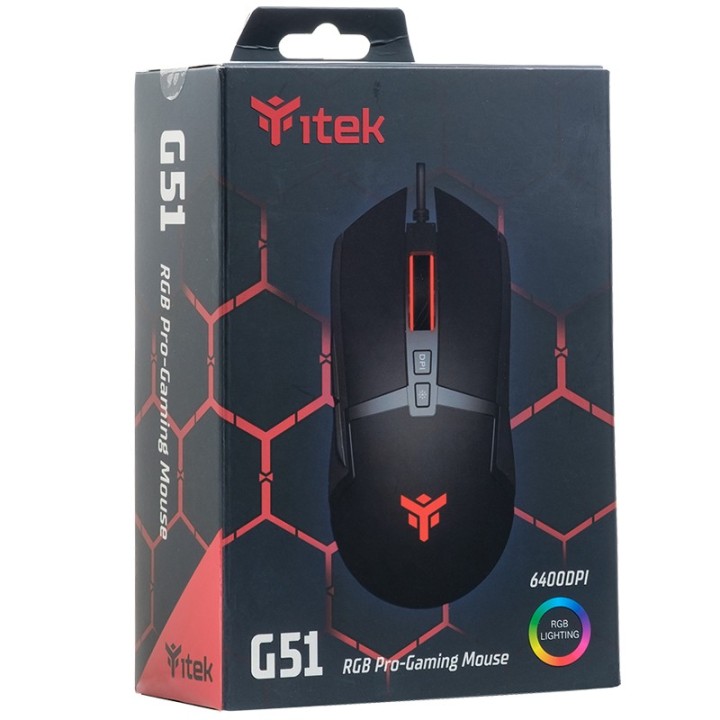 itek G51 mouse Mano destra USB tipo A Ottico 6400 DPI