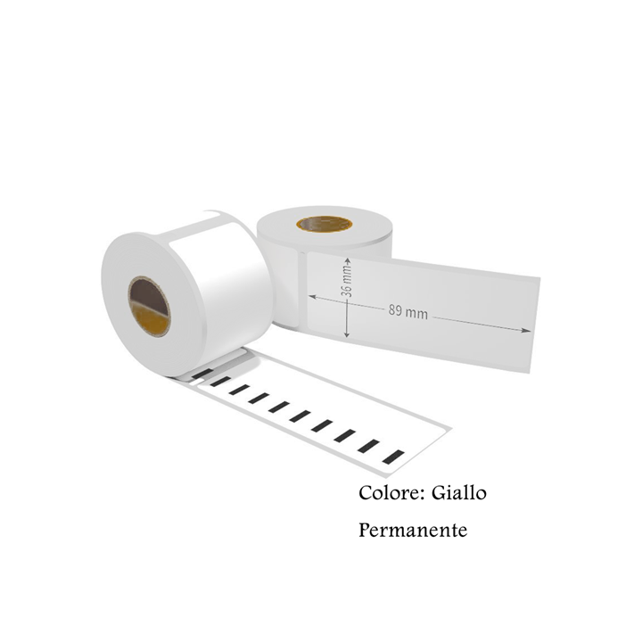 Etichette adesive permanente per DYMO DM-99012Y 89mm*36mm giallo 260pz