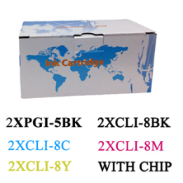 Kit 10 Cartucce per Canon 2XPGI-5BK 2XCLI-8BK 2XCLI-8C 2XCLI-8M 2XCLI.