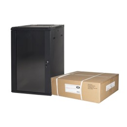 ARMADIO RACK 19 18 UNITA DA MURO (A) 905 x( L) 600 x (P) 450 NERO DISASSEMBLATO PORTA VETRO
