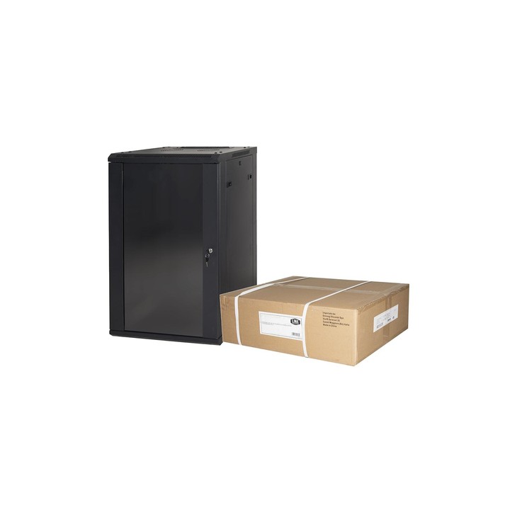 ARMADIO RACK 19 18 UNITA DA MURO (A) 905 x( L) 600 x (P) 450 NERO DISASSEMBLATO PORTA VETRO