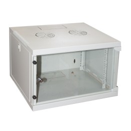 ARMADIO RACK 19 6U LINK SERIE LIGHT COLORE GRIGIO CON PORTA VETRO (AxPxL) MM 300X400X530 RIPIANO INCLUSO