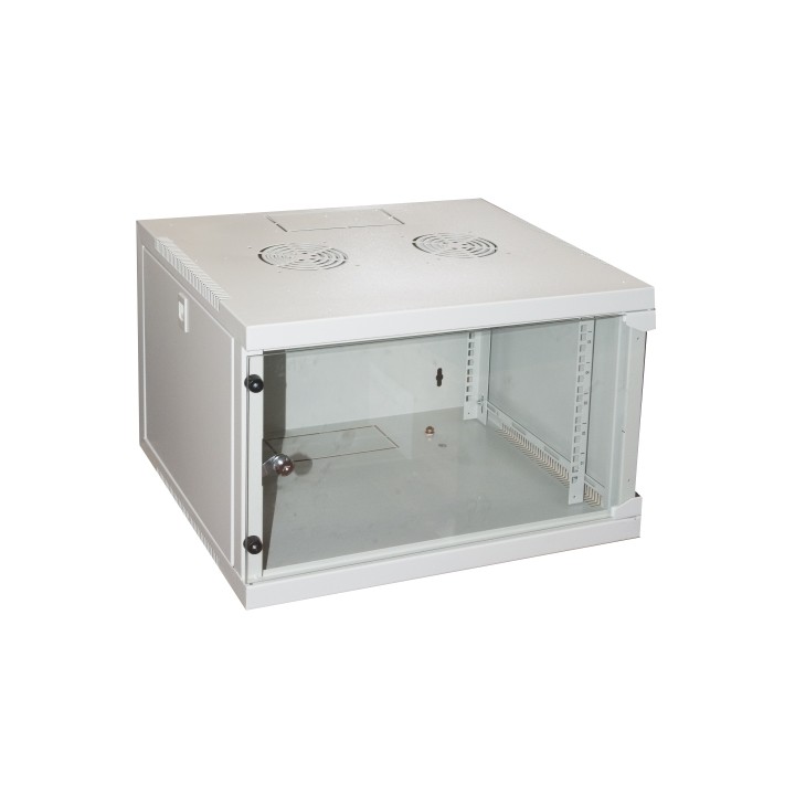 ARMADIO RACK 19 6U LINK SERIE LIGHT COLORE GRIGIO CON PORTA VETRO (AxPxL) MM 300X400X530 RIPIANO INCLUSO