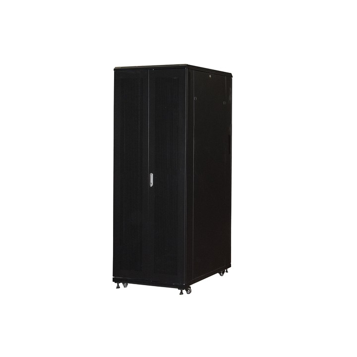 ARMADIO RACK 19 42U (A)2055, (L)800, (P)1000 PORTA TRAFORATA COLORE NERO CON GUIDACAVI LATERALE