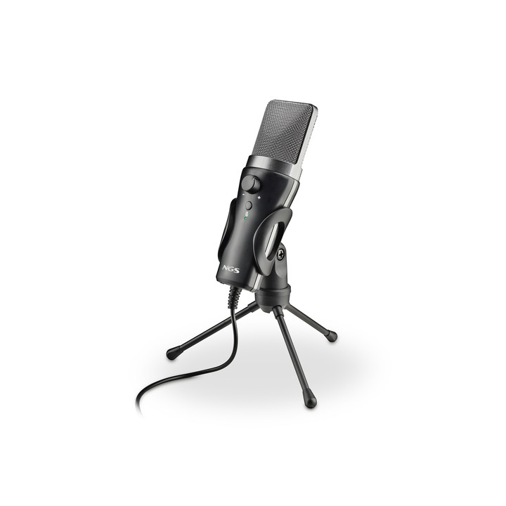 NGS MS120 USB: microfono USB con supporto per treppiede. Ideale per PC o laptop. Suono chiaro. Regol