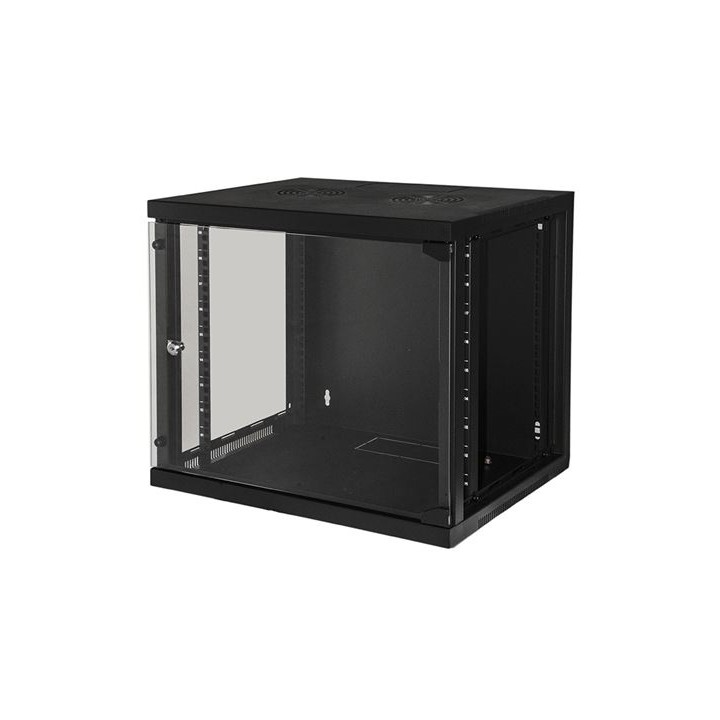 ARMADIO RACK 19 9 UNITA DA MURO PER RETI (A)485 X (L)540 X (P) 450 MM COLORE NERO PORTA VETRO