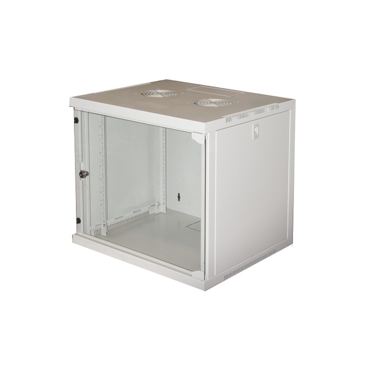 ARMADIO RACK 19 9 UNITA DA MURO PER RETI (A)485 X (L)540 X (P) 450 MM COLORE GRIGIO PORTA VETRO