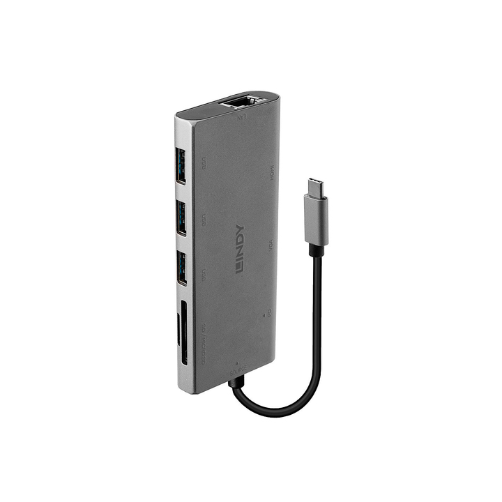 LINDY MINI DOCKING STATION PER LAPTOP USB-C - HDMI, VGA, PD 3.0 100W, USB 3.1, GIGABIT, SD, AUDIO