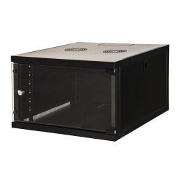 ARMADIO RACK 19 6U LINK SERIE LIGHT COLORE NERO CON PORTA VETRO (AxPxL) MM 300X400X530 RIPIANO INCLUSO