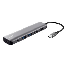 TRUST ADATTATORE DOCKING STATION MULTIPORT 6 IN 1 , 2 HDMI 4K, 1 USB-.