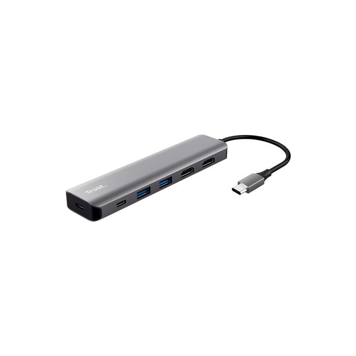 TRUST ADATTATORE DOCKING STATION MULTIPORT 6 IN 1 , 2 HDMI 4K, 1 USB-.