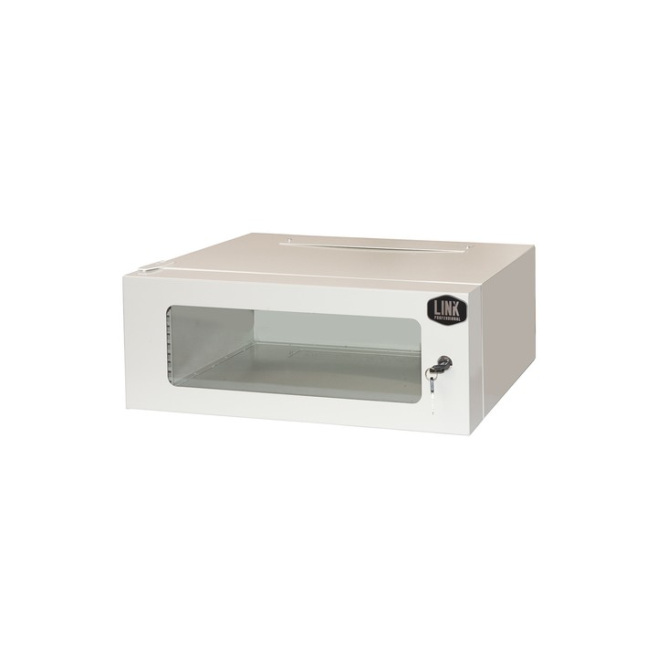 ARMADIO RACK 19 4U PROFONDITA 360 MM COLORE GRIGIO CON PORTA VETRO (AxPxL) CM 21x36x54