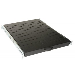 RIPIANO UNIVERSALE PER ARMADIO RACK 19 ESTRAIBILE SU BINARI TELESCOPICI 1 UNITA NERO 370 MM.