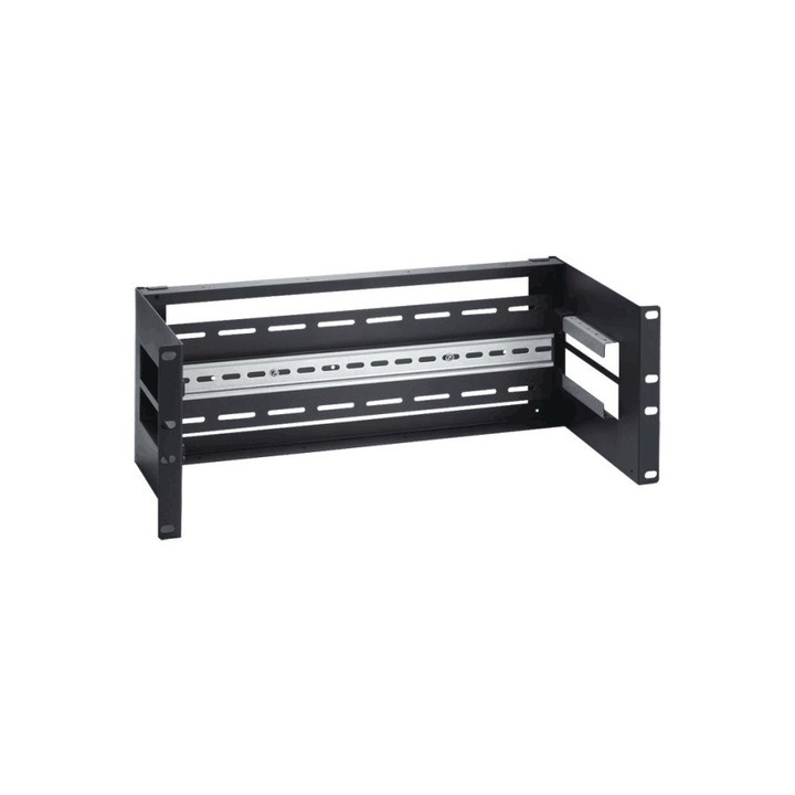 STAFFA 4U PER ARMADI 19 PER INSTALLAZIONE DISPOSITIVI SU GUIDA DIN RAIL COLORE NERO
