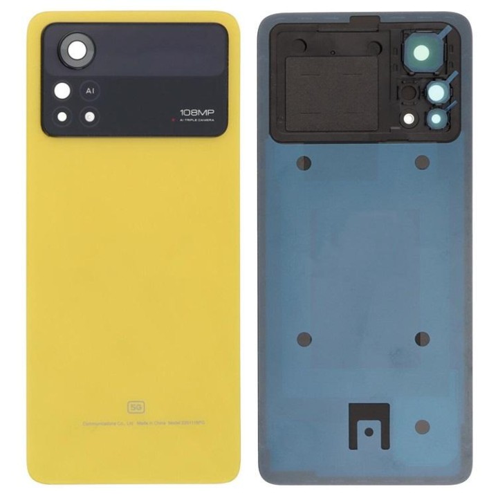 COVER POSTERIORE PER XIAOMI POCO X4 PRO 5G (2201116PG) GIALLO ORIGINA.