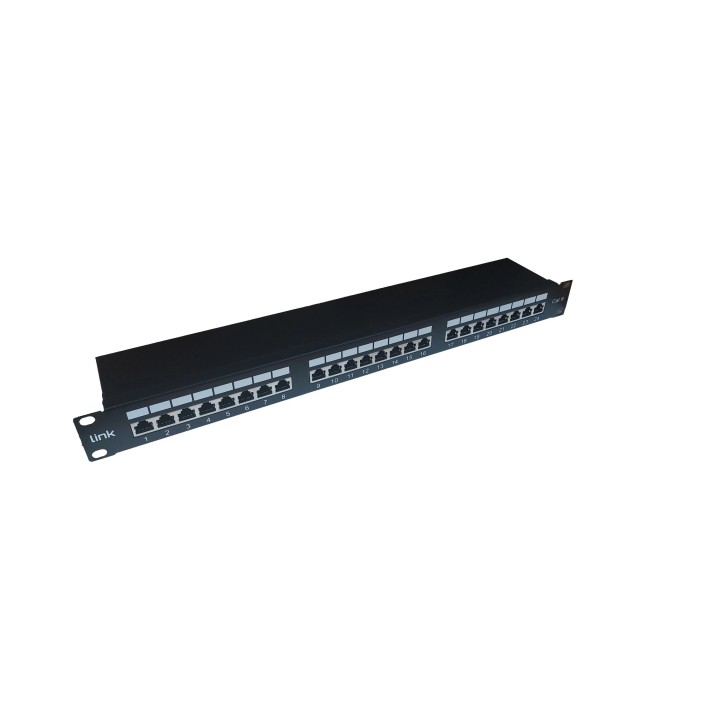 PANNELLO PATCH PER RETI CON 24 PORTE RJ45 CAT 6 SCHERMATO 19 COLORE NERO
