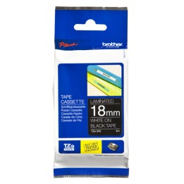 BROTHER NASTRO DA 18MM LUNGHEZZA 8 METRI COLORE BIANCO SU FONDO NERO