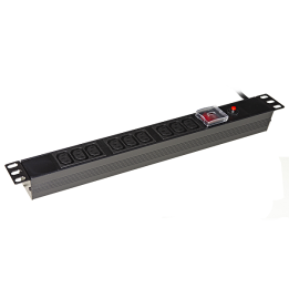 MULTIPRESA 9 PRESE FEMMINA IEC C13 PER ARMADI RACK 19 CON SPINA ITALIANA 16A