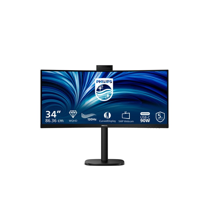 PHILIPS MONITOR CURVO 34 LED VA WQHD 21:9 4MS 300 CDM, REG ALTEZZA, WEBCAM, DP/HDMI, MULTIMEDIALE