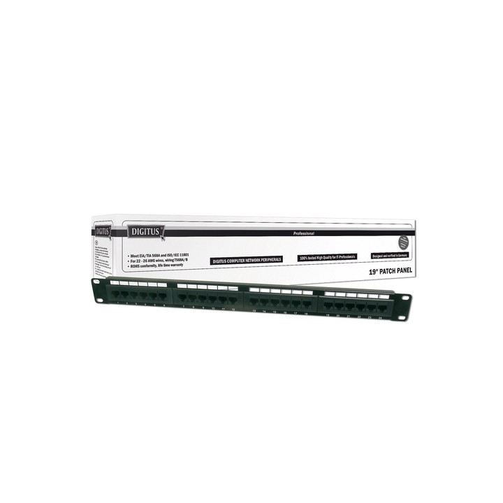PANNELLO PATCH 19 NON SCHERMATO UTP 24 PORTE 8 POLI RJ45 PER RETI CATEGORIA 5E - 1 UNITA
