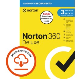 NORTON 360 DELUXE 2026 -ANTITRUFFA- 3 DISPOSITIVI 12 MESI 25GB - IT ESD