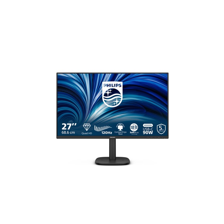 PHILIPS MONITOR 27 LED IPS QHD 16:9 4MS 350 CDM 120hz, PIVOT, VGA/DP/HDMI, USB-C, MULTIMEDIALE