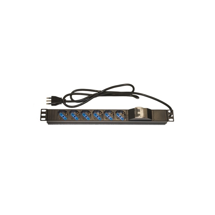 LINK MULTIPRESA ALIMENTAZIONE PER RACK 19" CON 6 PRESE UNIVERSALI TRIPOLARI/SCHUKO MAGNETOTERMICA