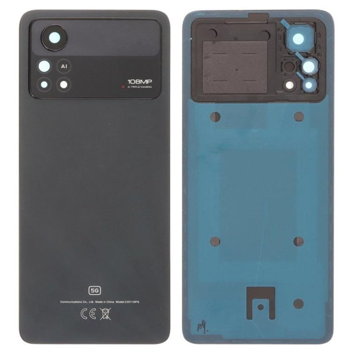 COVER POSTERIORE PER XIAOMI POCO X4 PRO 5G (2201116PG) NERO ORIGINALE