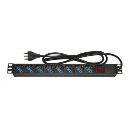 MULTIPRESA DA RACK 19 8 PRESE UNIVERSALI CON INTERRUTTORE SPINA ITALIANA 16A