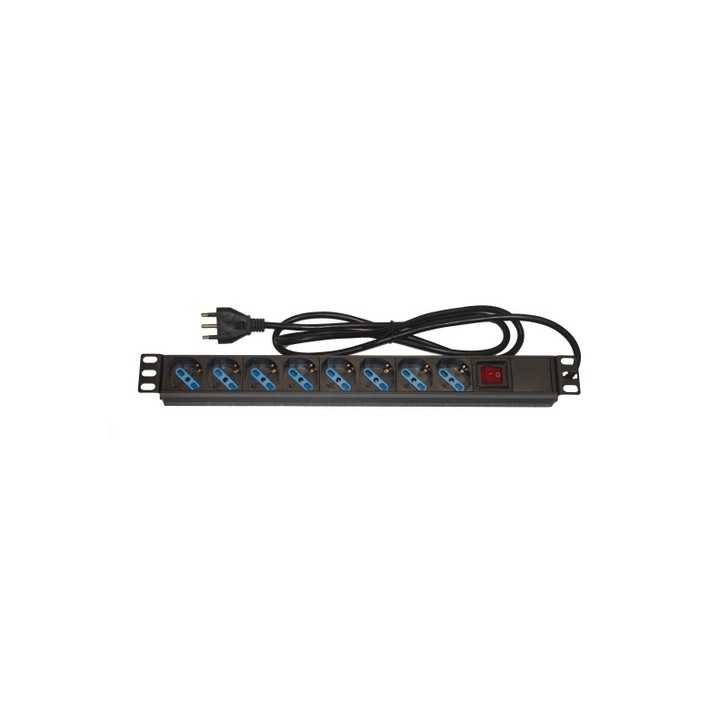 MULTIPRESA DA RACK 19 8 PRESE UNIVERSALI CON INTERRUTTORE SPINA ITALIANA 16A