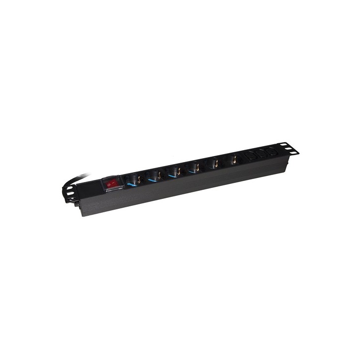MULTIPRESA DA RACK 19 CON 6 PRESE UNIVERSALI + 3 PRESE C13 CON INTERRUTTORE SPINA ITALIANA 16A