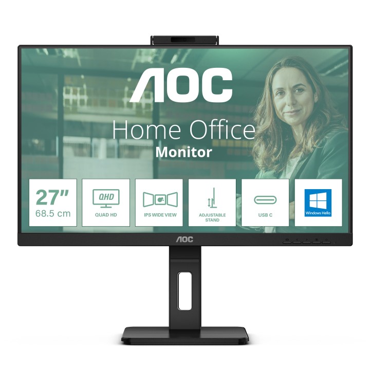 AOC MONITOR 27 LED IPS QHD 16:9 4MS 350 CDM, WEBCAM, PIVOT, DP/2HDMI, MULTIMEDIALE, SCAT APERTA