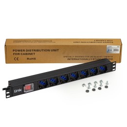 MULTIPRESA DA RACK 19 7 PRESE UNIVERSALI CON INTERRUTTORE SPINA ITALIANA 16A CAVO MT 3