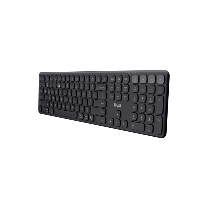 TRUST TASTIERA WIRELESS RICARICABILE MULTICONNECT 2 BT + 1 WL 2,4GHZ - PLASTICA RICICLATA 55 - LAYO