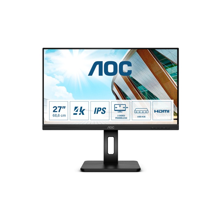 AOC MONITOR 27 LED IPS 4K UHD 16:9 350 CDM, USB-C, DP/HDMI, PIVOT, MULTIMEDIALE