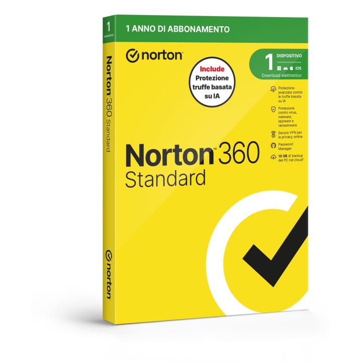 NORTON 360 STANDARD 2026 - ANTITRUFFA- 1 DISPOSITIVO 12 MESI 10GB - IT BOX