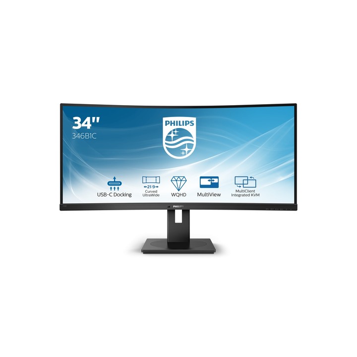 PHILIPS MONITOR CURVO 34 VA 21:9 WQHD 5MS 300CDM, DP/HDMI, USB-C, ALTEZZA, MULTIMEDIALE