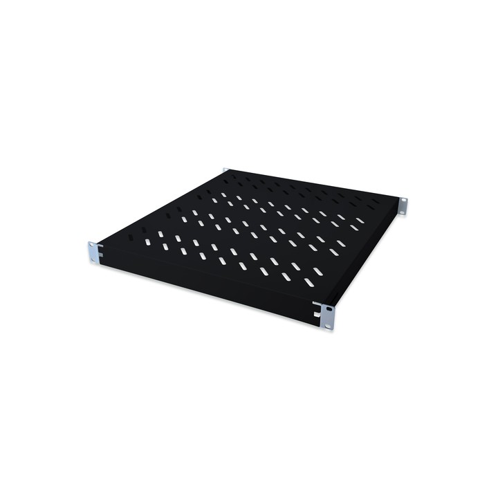 RIPIANO PER ARMADI RACK 19 AGGANCI MONTANTI ANTERIORI E POSTERIORI PROFONDITA REGOLABILE 350-550 MM COLORE NERO