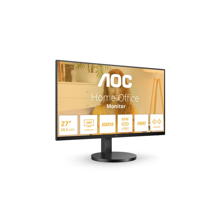 AOC MONITOR 27 LED IPS 4K UHD 16:9 4MS 350 CDM, REG ALTEZZA, USB-C DOCK, HDMI, MULTIMEDIALE