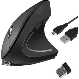 TUCANO MOUSE VERTICALE ERGONOMICO WIRELESS RICARICABILE,6 TASTI, NERO