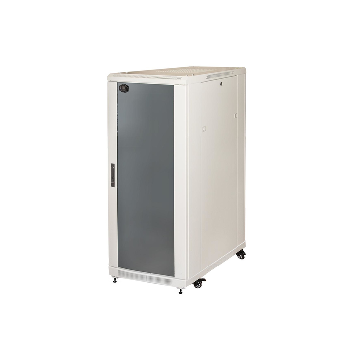 ARMADIO RACK 19 PER RETI 27U (A)1388 (L)600 (P)800 COLORE GRIGIO PORTA VETRO