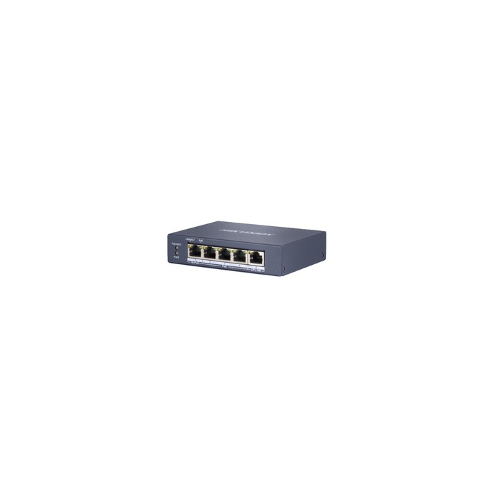 HIKVISION SWITCH 4 PORT GIGABIT UNMANAGED POE SWITCH 1 GIGABIT RJ45 UPLINK PORT, 802.3AF/AT/BT, POR