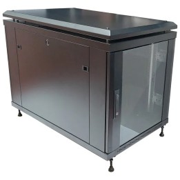 ARMADIO RACK 19 12 UNITA (A)700X (L)600 X PROFONDITA 1000 MM. COLORE NERO PORTA VETRO