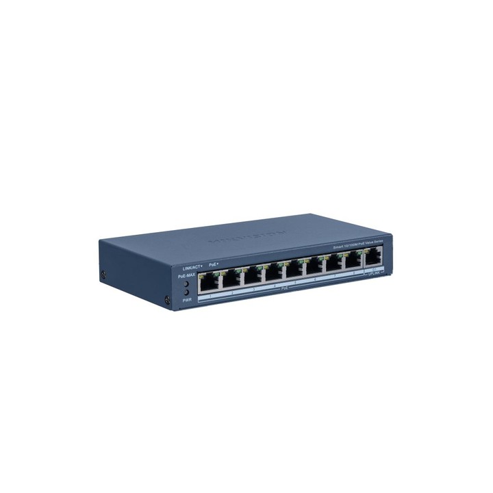 HIKVISION SWITCH 8P 10/100M RJ45 POE PORTS + 1P GIGABIT RJ45 PORT, 802.3AF/AT, POE POWER BUDGET 60W