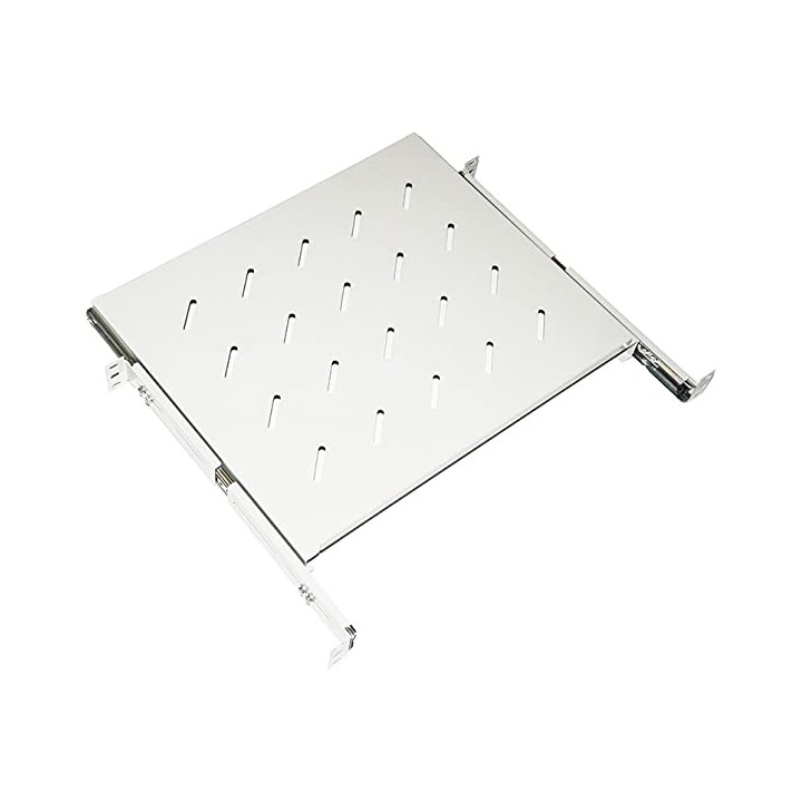 RIPIANO UNIVERSALE PER ARMADIO RACK 19 ESTRAIBILE SU BINARI TELESCOPICI 1 UNITA GRIGIO 570 MM.