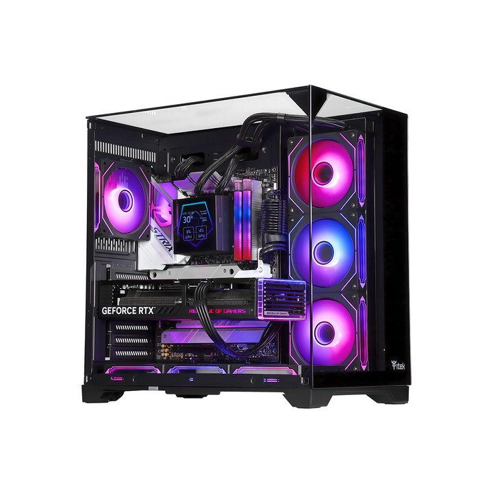 ITEK CASE DARK CAVE PANO - GAMING TOWER, ATX, 4X12CM ARGB FAN, 2XUSB3, TYPE-C, TEMP GLASS TOP, SID